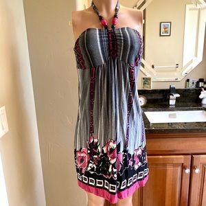 Pink and Gray Patterned Sundress by Venus, Size L